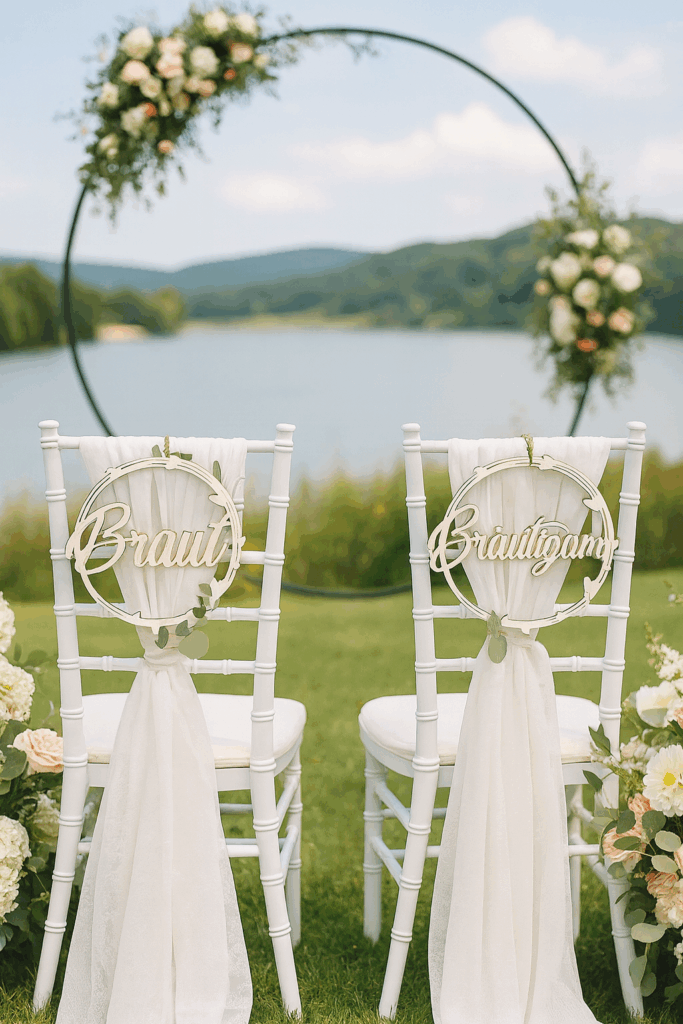 Braut und Bräutigam Schilder Stuhl