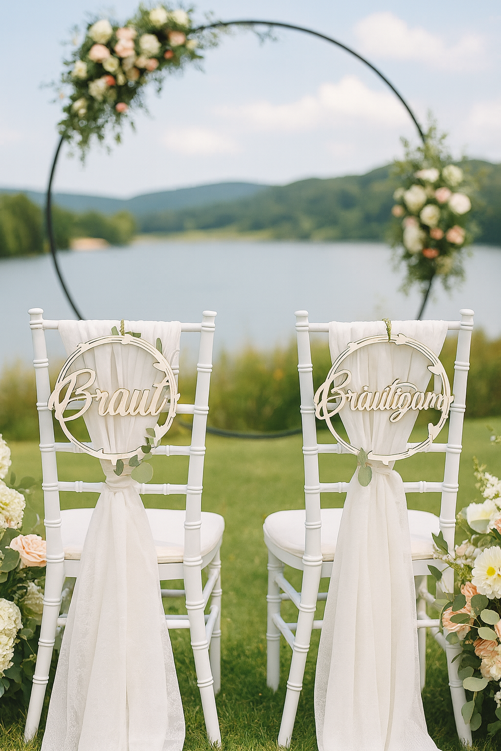 Braut und Bräutigam Schilder Stuhl