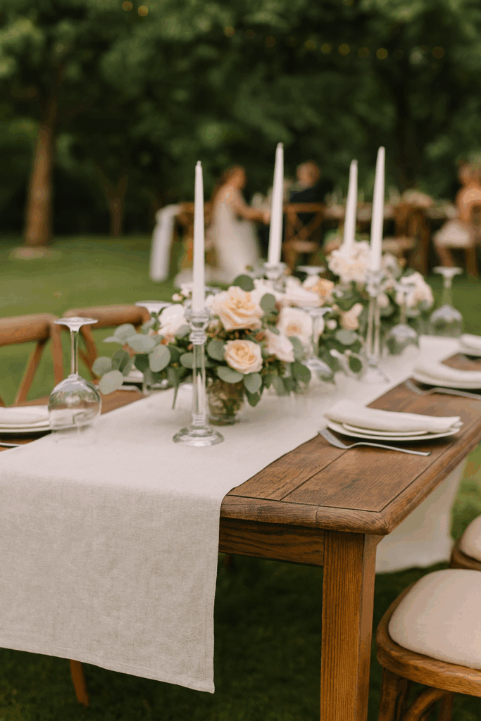 Günstige Hochzeitsdeko mit edlen Tischläufern